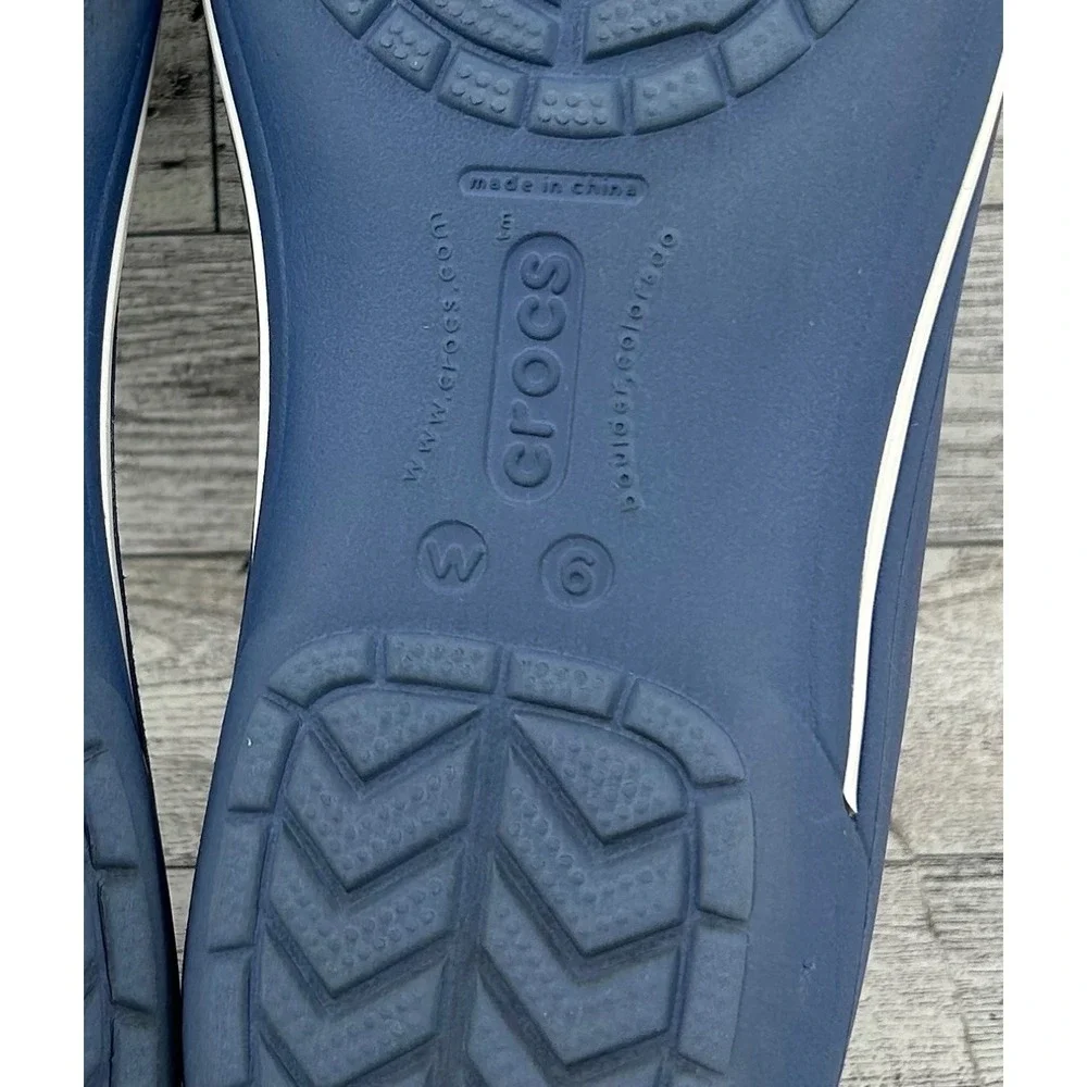 Crocs Shayna Mary Jane Flats Women  6 Navy Blue Geometric Footbed Slip On Shoes
